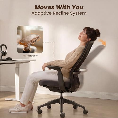 COLAMY Office Chair for Long Hours, Easy Wire-Control Desk Chair with Sliding Seat Depth & Thick Padded Lumbar Support, Heavy Duty 300 LBS High Back Mesh Computer Chair for Home Workstation,Black