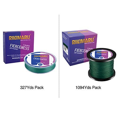 RIKIMARU Braided Fishing Line Abrasion Resistant Superline Zero Stretch&Low Memory Extra Thin Diameter 327-1094 Yds, 4-180LB