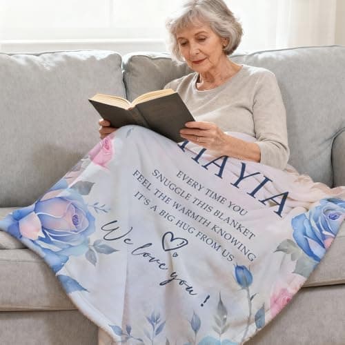 Floral Yiayia Grandma Blanket, Grandma Gifts from Grandkids for Birthday Christmas, Yiayia We Love You Throw Blankets for Sofa Couch Bedroom Living Room Home Decor, 50x60 Inches B0FPNT6XD9