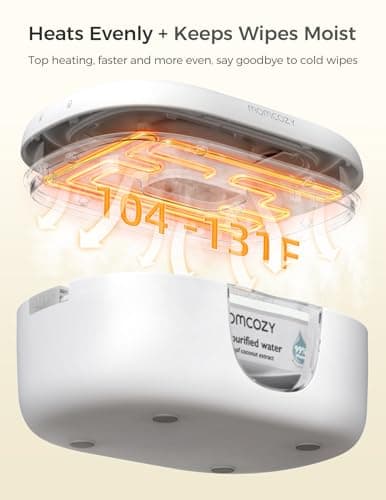 Wipe Warmer with Night Light, Fast and Even Heating, 4 Adjustable Temperature Modes, Baby Shower & Registry Must-haves, Grey Momcozy Baby Wipe Warmer, Innovative Spring Design,Large Capacity Dispenser B0FZKLFGJ1