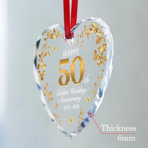 50th Wedding Anniversary Ornament 1976-2026, 50th Anniversary Marriage Gifts for Parents, 50 Year Anniversary Marriage Gifts for Couple, Golden Wedding Decorations, Golden Wedding Gift B0G8JPJD6V