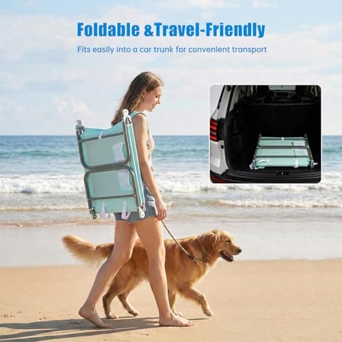 SUNNYFEEL Beach Lounge Chair, Reclining Beach Chairs Lay Flat, Sun Face Down Tanning Chair, Folding Camping Chairs Portable Camp Cot with Backpack Straps for Outdoor/Picnic/Lawn