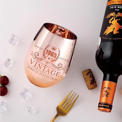 60th Birthday Gifts for Women - Vintage 1965 Wine Glass - 60th Birthday Decorations for Her - Funny Bday Present Ideas (wine glass, 1965)