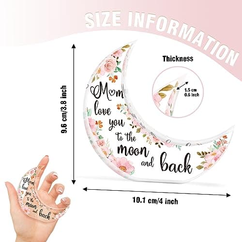 Gifts for Mom, Mom Christmas Gifts from Daughter Son, Christmas Gifts for Mom - Thanksgiving Presents for Mom - Acrylic Moon Shaped Decorative Plaque Gifts.