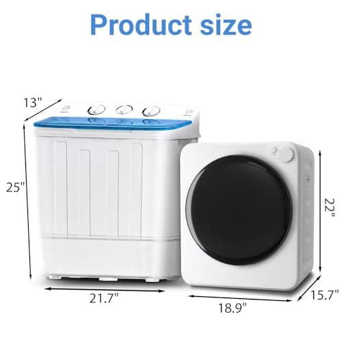DOGHLY Portable Washer and Dryer Combo Set, 32 lbs Portable Clothes Dryers, 5 Drying Modes, 18 lbs Fully Automatic Washing Machine, Compact Washer and Dryer for Apartment, RV, Dorm