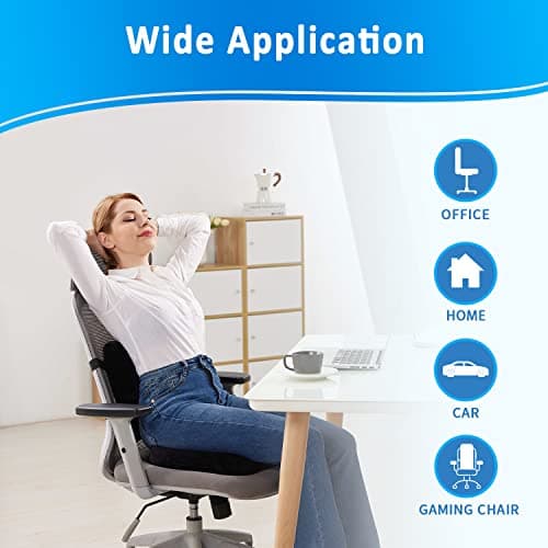SAIREIDER Seat Cushion and Lumbar Support Pillow for Office Chair, Memory Foam Car Seat Cushions Back Support Pillows, Help Relieve Pain of Back, Lumbar, Tailbone and Sciatic Nerve(Black)