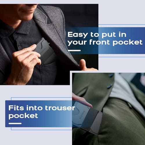RUNBOX Mens Business Card Holder, Slim Card Wallet for Men and Women, Minimalist RFID Blocking Wallet with Pop-Up Function, Thin Design, Metal Cases Holds 6+6 Cards, Gifts for Men, Men's Accessories
