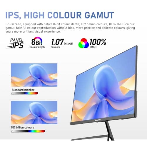 Gawfolk 27 inch IPS 2K QHD (2560×1440) Computer Monitor 75Hz Gaming PC Screen, 1ms,Adaptive Sync,100% sRGB, 1.07 Billion Colours, HDMI2.0、DisplayPort 1.4, Built-in Speaker - Black