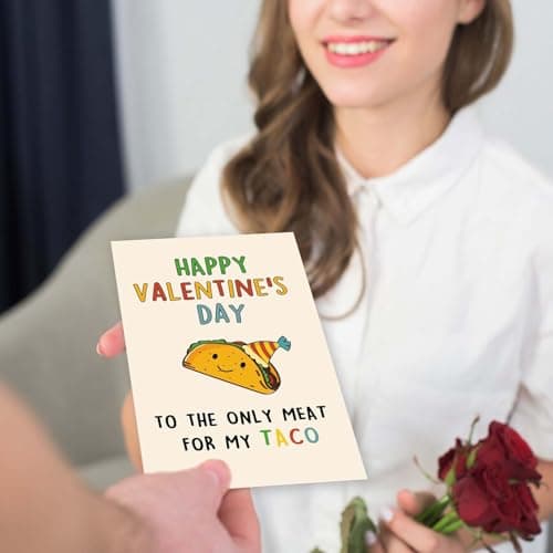 Lovely Taco Valentines Day Card for Him Her, Naughty Valentine's Day Gift for Husband Wife, Romantic Boyfriend Girlfriend Vday Card, To The Only Meat for My Taco