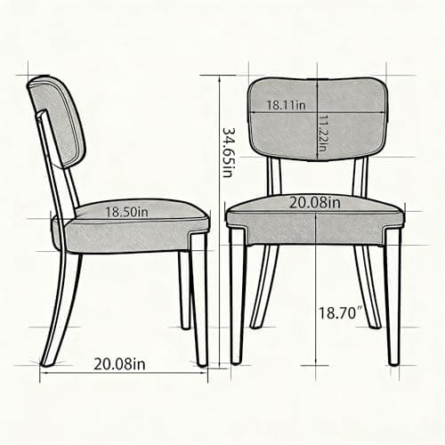 OVENTA Modern Armless Dining Chairs Set of 4, Mid-Century Contemporary Side Chairs with Solid Rubber Wood Legs, Beige Upholstered Fabric Accent Chairs for Dining Room, Kitchen, Living Room