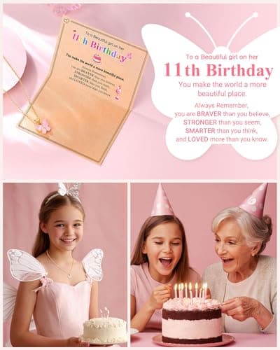 UNGENT THEM Happy 5th 6th 7th 8th 9th 10th 11th 12th Birthday Gifts, You Make The World A More Beautiful Place Butterfly Necklace Bday Presents