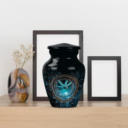 Dragonfly Keepsake Urns for Human Ashes, Black Burial Urn, Mini Handcrafted Cremated Ash Holder, Decorative Funeral Gift for Loss of Loved Ones(3 Inch) B0FS1YWSMY