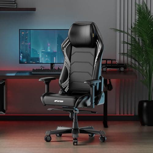 DXRacer Master XL Video Gaming Chairs for Adults, Ergonomic Reclining Computer Gaming Chair, Racing Style Height Adjustable (EPU Leatherette, Black Line)