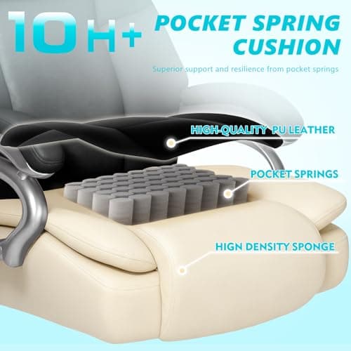 Indulgear 500lbs Big and Tall Office Chair, Heavy Duty Office Chair for Heavy People, High Back Executive Desk Chair with Adjustable Lumbar Support,Quiet Rubber Wheel,Pocket Spring Cushion