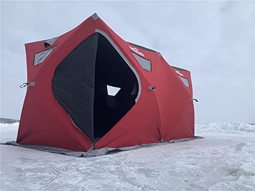 THUNDERBAY Ice Cube Series Pop-Up Hub-Style Ice Fishing Shelter, 68-112 Square Feet of Fishable Area, Portable 6-8 Person Ice Shanty