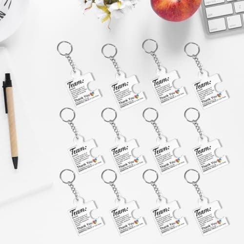 Gift Set for Employee, Staff, Teachers, Teamwork Puzzle Piece Keyring, Acrylic Team Appreciation Gifts Bulk Thank You Keychains for Coworkers B0FD9YB7K3