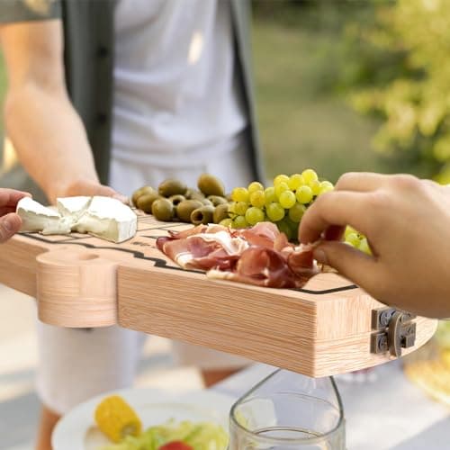 Unique Cheese Cutting Board Gift Set for Mom, House Warming, Wedding Gifts for Couples Bamboo Charcuterie Board Set - Foldable Serving Tray with Utensils B0C741CVFV