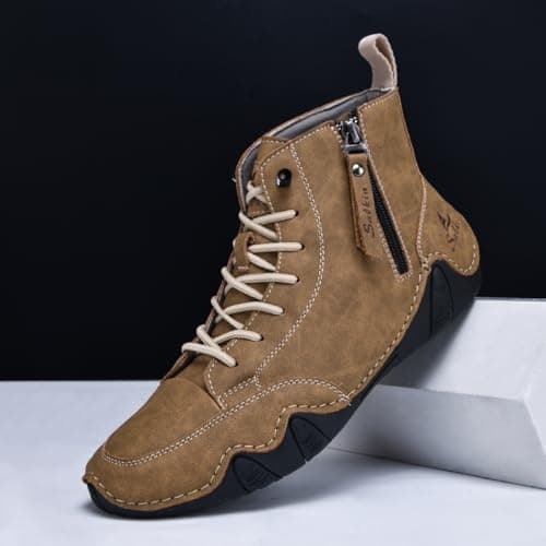 GJUYC Chelsea Boots Mens Leather Shoes For Men High Top Sneakers Casual Handmade Work Men's Size Man Shoe