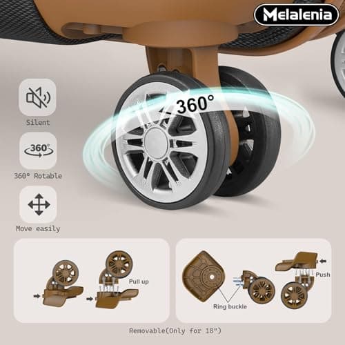 Melalenia Luggage Sets 7 Piece Suitcase Set, Hard Shell Carry on Luggage Travel Suitcases with Spinner Wheels and TSA Lock, Lightweight Luggage Set for Women, Black Brown