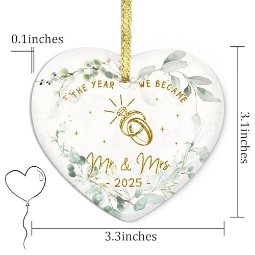 GOSSBY Wedding Ornament 2025 - The Year WE Became MR MRS - 2025 Wedding Gift for Couple - Bridal Shower, Newlywed, Just Married, Mr Mrs Gift for Bride Groom - 1st Married Couple Christmas Decor