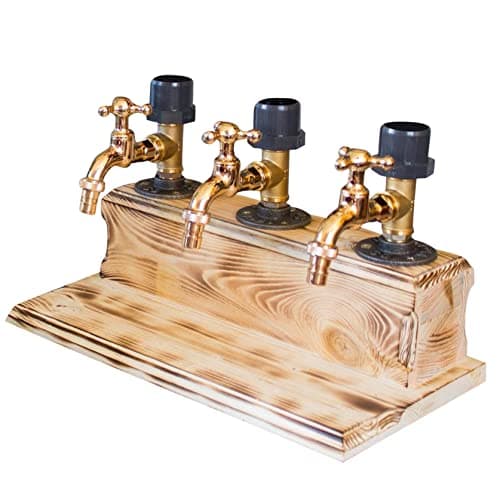 Wood Faucet Shaped Whisky Liquor Dispenser | Perfect Wine Alcohol Gifts for Men, Christmas Fathers Day Birthday Gifts for Father Grandfather Husband | Rustic Farmhouse Bar Home Decor (3 Faucet Style)