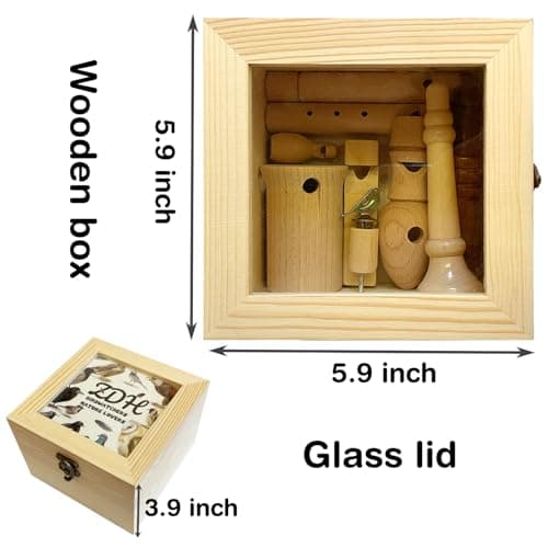 ZDH 9-Piece Wooden Bird Call Set – Handcrafted Bird-Call in Acrylic Wooden Box for Birdwatchers, Nature Lovers, Outdoor Exploration & Education All
