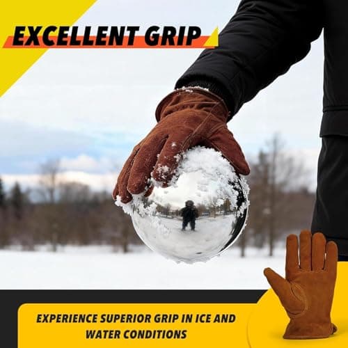 DLY Winter Work Gloves, Water-Resistant, Insulated, Puncture and Abrasion Resistant, Cowhide Durable gloves Warm Thick