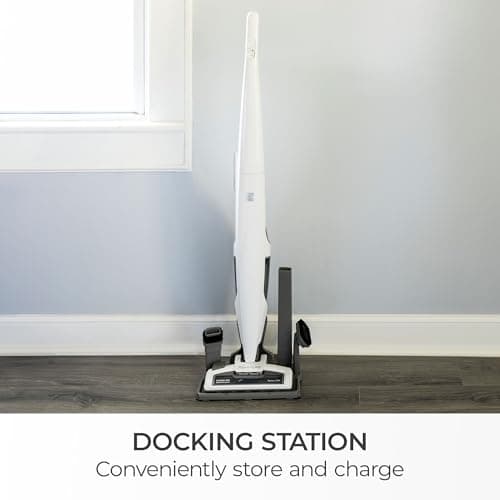 Kenmore DS1030 Cordless Stick Vacuum Lightweight Cleaner 2-Speed Power Suction LED Headlight 2-in-1 Handheld for Hardwood Floor, Carpet & Pet Hair, White