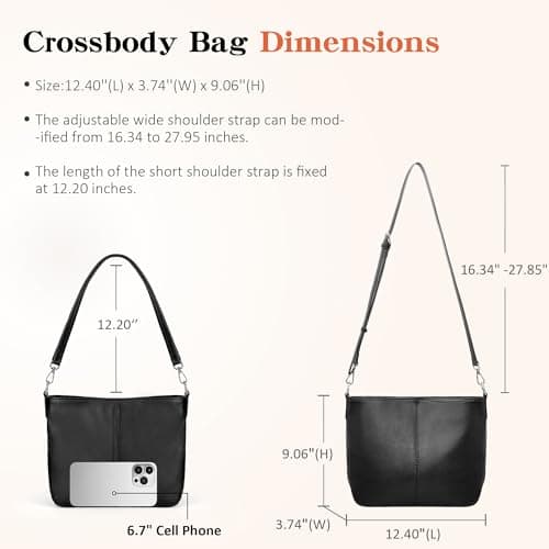 befen Genuine Leather Purse for Women Soft Crossbody Purse Hobo Bag Women's Shoulder bag Handbags with 2 Removable Straps