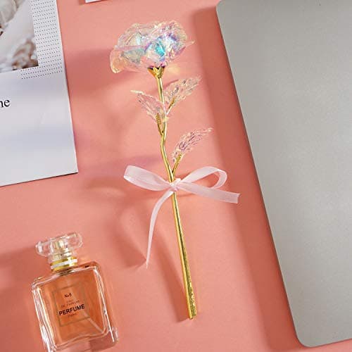 Christmas Flowers Gifts for Women, Mom Birthday Gifts for Christmas, Galaxy Glass Rose Forever Preserved Flowers Eternal Crystal Roses Xmas Gifts for Grandma Wife Sister Her Friends, Colorful