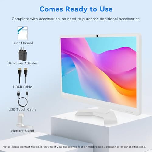 22 inch Touch Screen Monitor with Webcam FHD 1920x1080P Computer Monitor FreeSync HDR HDMI Ports Eye Care Frameless VESA Mount