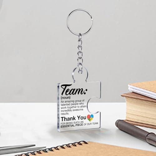 Gift Set for Employee, Staff, Teachers, Teamwork Puzzle Piece Keyring, Acrylic Team Appreciation Gifts Bulk Thank You Keychains for Coworkers B0FD9YB7K3