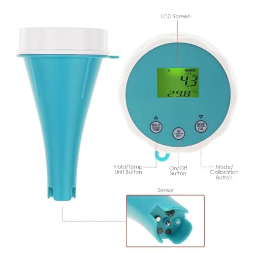 6-in-1 Wireless Water Quality Tester Bluetooth Floating Water Quality Monitor for Pools, Spas, and Hydroponics - pH, EC, ORP, Chlorine, Salinity, and Temperature Measurement