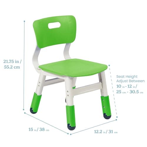 ECR4Kids Classroom Adjustable Chair, Flexible Seating, Grassy Green, 2-Pack