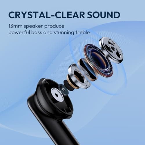 BAFONE Earbuds Wireless Bluetooth Ear Buds 60H Playback LED Power Display Headphone Wireless Bluetooth IPX5 Waterproof in-Ear Earbuds with Mic for Smart Phone Laptop Computer Sports (Black)