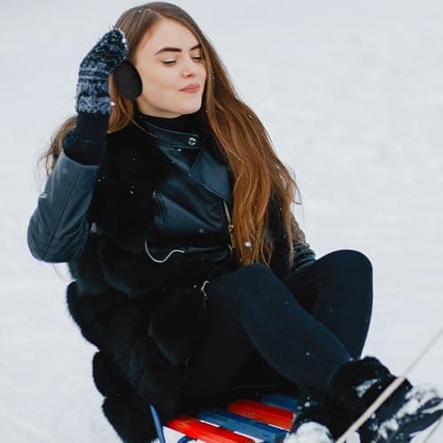 PEOVLVN 2 Pairs Bandless Ear Muffs Winter Earmuffs Windproof Ear Warmers Fleece Ear Covers for Men Women Outdoor Activities