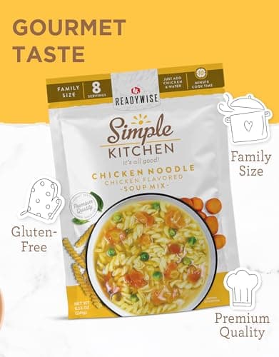 READYWISE - Simple Kitchen, Soup Favorites, Variety Pack, 8 Servings Per Pouch, Soup Mix, Family Size, MRE, Freeze Dried Food, Ready To Eat Meals, Hiking & Backpacking Food, Soup for Family, Pack of 4