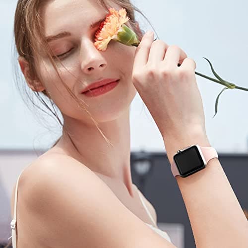 Lerobo Thin Slim Bands Compatible with Apple Watch 40mm 38mm 44mm 45mm 46mm 42mm 41mm 49mm SE iWatch Bands Ultra 3 2 1 Series 11 10 9 8 7 6 5 4 3 2 1 for Women Men, Soft Narrow Sport Strap Wristband