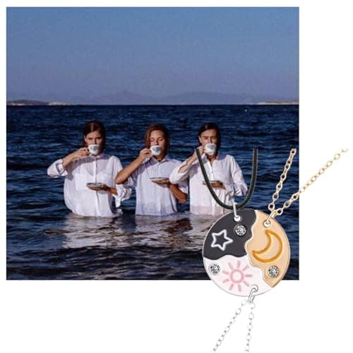 ZAHSY BFF Friendship Necklace for 3 Best Friends Gifts for Women Sun Moon and Stars Necklace Gifts for Bestie Sisters Best Friend Christmas Gift for Three Best Friend Birthday Gifts for Women