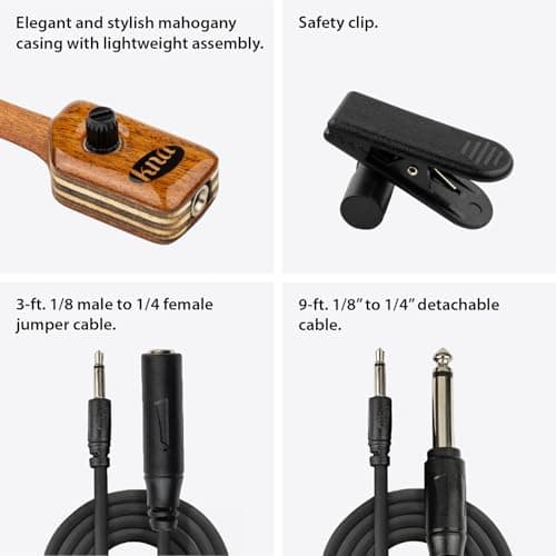 KNA NG-2 Portable Piezo Nylon String Classical Flamenco Guitar Pickup – Natural Acoustic Tone, Lightweight, Detachable, Onboard Volume Control, Passive No Battery Required, Easy Installation
