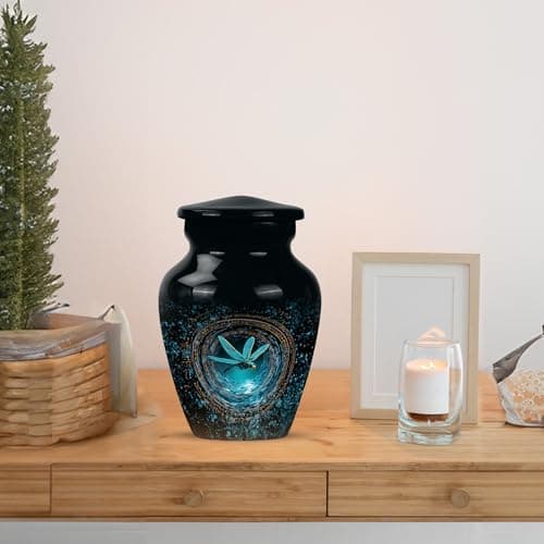 Dragonfly Keepsake Urns for Human Ashes, Black Burial Urn, Mini Handcrafted Cremated Ash Holder, Decorative Funeral Gift for Loss of Loved Ones(3 Inch) B0FS1YWSMY