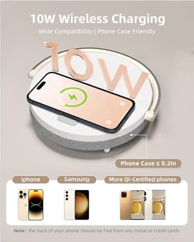 EZVALO Gift for Her, Music Table Lamp with Wireless Charger, 4 in 1 Touch Bedside Lamp, Portable Bluetooth Speaker, Phone Holder, Dimmable LED Night Lights Birthday Gifts for Women, Men, Dad, Mom