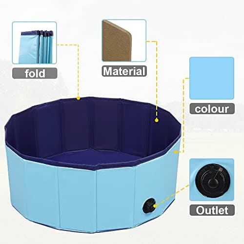 Dog Pool Foldable pet Pool Dog Swimming Pool pet Swimming Pool PVC Non-Slip for All Kinds of Pets (32x8in)