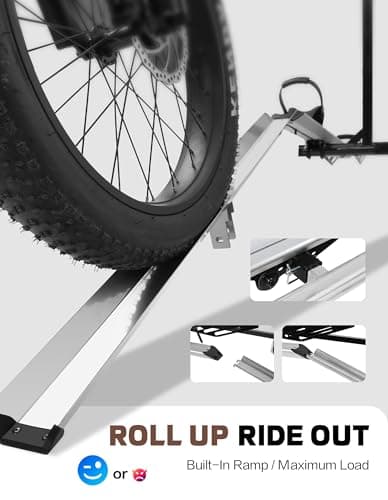 Hitch Mount Single Bike Rack with Ramp for Electric Bike, 100 lbs. Capacity Bike Carrier for Truck, Trailer, RV, SUV