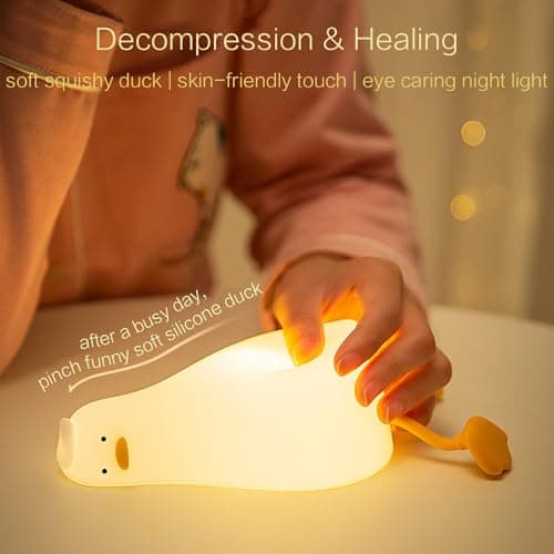 Lying Flat, Cute Squishy Ducky Lay Touch Kids Lamp, College Funny Dirty Santa Gag, Yankee Swap, Birthday Gifts, Safe Silicone YR YRHH-PET Existential Crisis Duck Lamp Night Light, White Elephant Gifts B0DRL96PCC