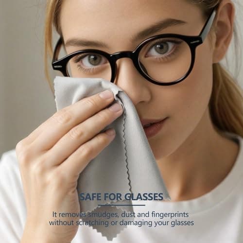 30 Pack Microfiber Cleaning Cloths for Glasses, Lens, Screens – Premium Eyeglass Cloth, 7"x6" Glass Cleaning Wipes, Black & Gray – for Camera, Phone, Laptop, TV & More Washable Reusable
