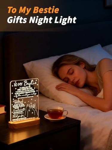 to My Bestie Gifts,3D Illusion Lamp I Love You Friends Night Light for Best Friend Sister Boys & Girls Women BFF Birthday Holiday, Soft Warm White Colors LED Wooden Table Lamp