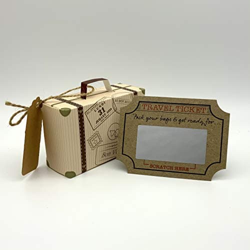 Surprise Mini Suitcase & Mini Travel Ticket Scratch & Reveal Card Gift. Perfect for Valentines, Vacations, Birthday, Family Trips Away! B0C55W9RHB