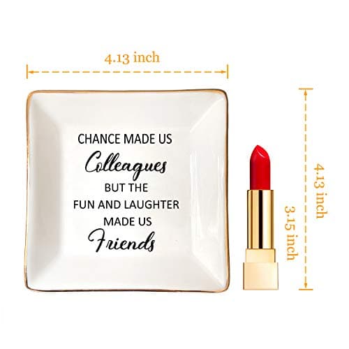 HOME SMILE Colleague to Friend Gifts for Women Jewelry Tray- Retirement Leaving Farewell Appreciation Birthday Christmas-Chance Made Us Colleagues,But The Fun and Laughter We Share Made Us Friends B08DLMDMYG
