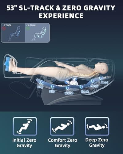 Full Body Zero Gravity Massage Chair with Body Scan 4D Intelligent Shiatsu Strecth Massage, Back/Leg Heated with AI Voice Control Bluetooth Speaker Airbags SL Track Massage Black